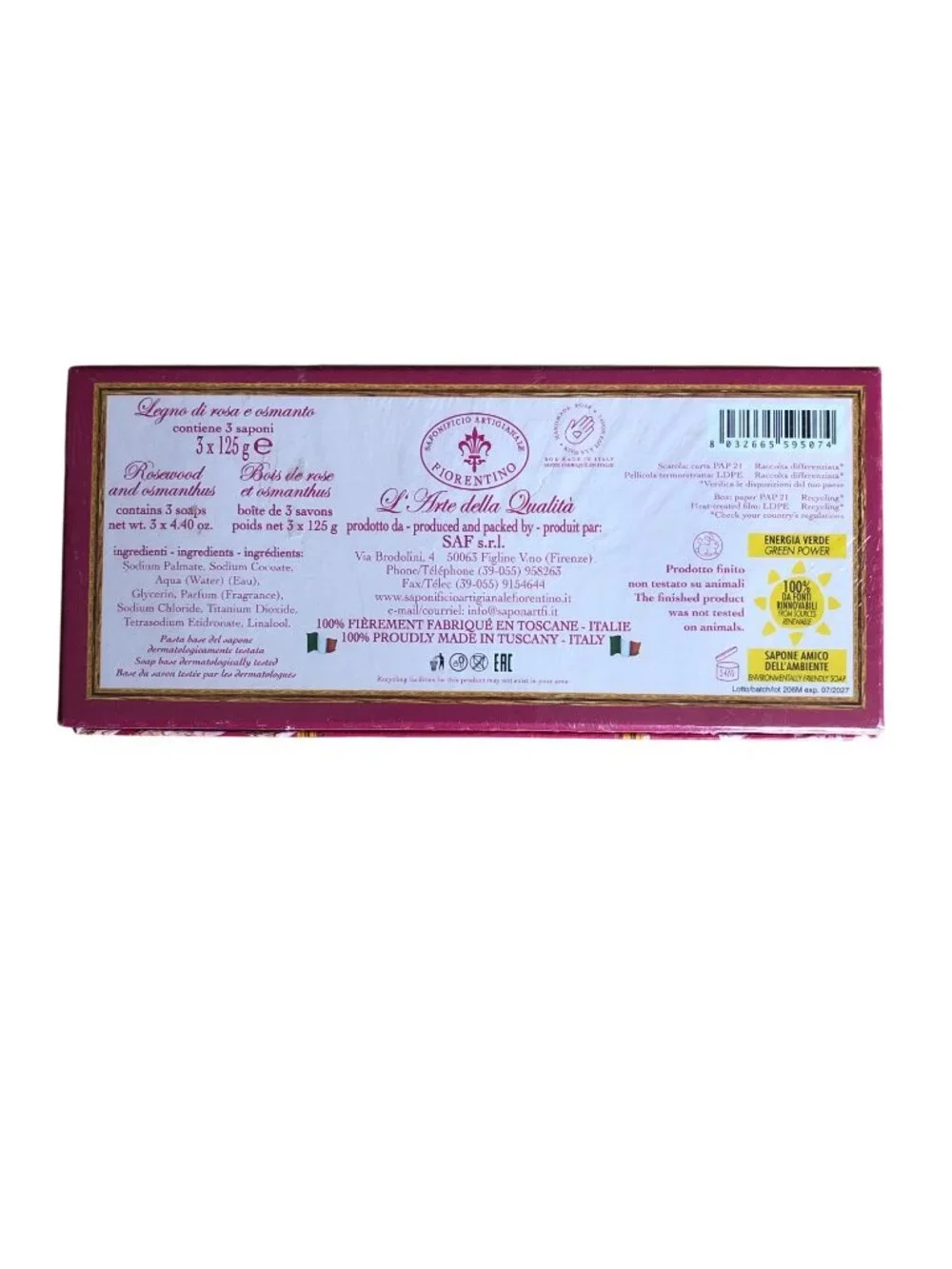 New Saponificio Artigianale Fiorentino Rosewood Luxury Soaps Tuscany Italy Giftb